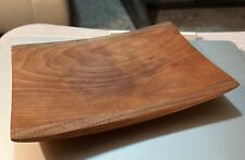 Vintage 2003 Hand Carved Wooden Trinket Tray Curved Wood Signed 5 1/2