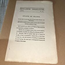 1876 State of Maine Act Related to the Sale, Killing, And Transport of Deer picture