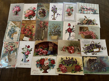 Lot of 20 Flowers in Baskets & Vases ~Vintage Antique Greetings~Postcards-k-45 picture