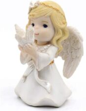 Comfy Hour Kneeling Praying Girl Angel and Peace Dove Figurine, White picture