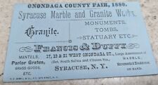 *RARE*  BLUE TRADE CARD STOCK ONONDAGA FAIR 1880 SYRACUSE MARBLE & GRANITE NY picture