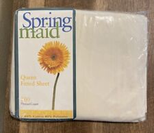 Vintage Springmaid Queen Fitted Sheet Ivory Percale 200 Thread Count NEW picture