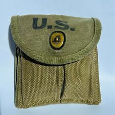 1943 Vintage WWII Green USA Military Soldiers Tactical Canvas Bag on Belt Signed picture