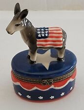 Vintage Political Democrat Donkey Porcelain Hinged Lid Trinket Box picture