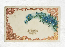St Valentines Greeting Flowers Border 1914 Postcard picture