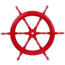 Nautical Handcrafted Wooden Ship Wheel - Home Wall Decor (12 Inches, Red) Ship W picture