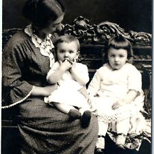 c1910s Cute Mother & Children RPPC Baby Boy & Girl Adorable Real Photo PC A139 picture