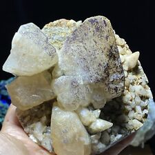 822g Natural Brown Dog Tooth Calcite & Yttrium Fluorite Crystal Mineral Specimen picture
