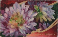 Happy Birthday Flowers Up Close c1910s Postcard 6524d2 MR ALE picture