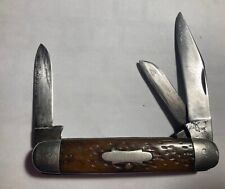Vintage HIBBARD SPENCER BARTLETT Queen City 3 Blade Knife Used Good Condition picture