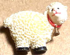 Very Pretty Wooly SHEEP w Faux BELL Realistic Plastic Button 3D HP 1” Detail picture