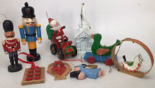 Vintage Wooden Christmas Ornaments Lot of 9 Germany USA Taiwan(58) picture