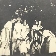 Vintage Black and White Photo Victorian Women Posing Group Outdoors Family picture