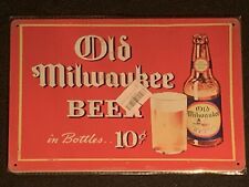 Small Rustic Vintage Style Re-Print Milwaukee Beer Garage Sign in Red. picture