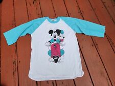 80s Vintage Mickey Minnie Mouse Shirt Womens Size Large ¾ Sleeve  Scooter Moped picture