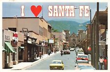 Postcard NM Santa Fe Downtown St Francis Cathedral Church Automobiles Street picture