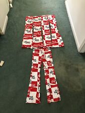 3 Vintage 70s Coca-Cola All Over Print Bell Bottom Draw String Pants Sz 26 & 30 picture