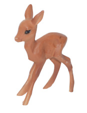 Vintage Fawn Deer Figurine Hard Plastic Brown 3.5