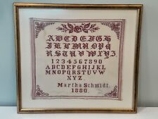 Antique Alphabet Sampler 1880 Red Work  Martha Schmidt Needlepoint Framed  picture