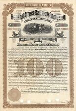 Rutland Street Railway Co. - 1885 dated $100 Railroad Bond - Railroad Bonds picture
