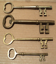 4 Large Solid Brass Steampunk Skeleton Keys / Bottle Opener  7-1/2” - 5” Long picture