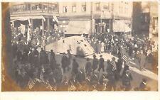 Springfield Vermont~Patriotic WWI Parade~Tank Float~Men March Flags~c1918 RPPC picture
