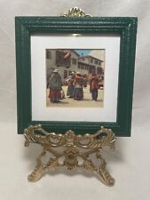 South American Town Life Photograph Peruvian Postcard Framed 1950-1960s picture