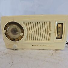 1952 Westinghouse H-375T5 AM 5 Tube Table Clock Radio Ivory Cabinet Works Read* picture