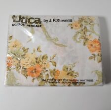 NEW Utica JP Stevens Full Flat Sheet Canterbury white with orange flowers picture
