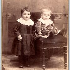 c1880s Hampton, Iowa Adorable Siblings Cute Baby Cabinet Card Photo Upson B23 picture