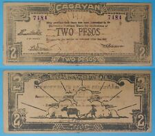 1940s Philippines CAGAYAN 2 Pesos ~ AU ~ WWII Emergency Note ~ CAG-156 /484 picture