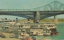 Delta Queen Steamboat Docked Mississippi Levee St Louis MO 1950's Postcard B461 picture