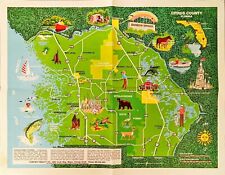Citrus County Florida Road Map Wall Map Illustrated c.1980 Large 22.5