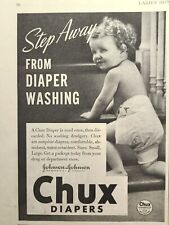 Vintage Print Ad 1937 Johnson & Johnson Chux Disposable Baby Diapers Absorbent picture