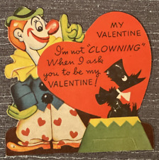 Americard Vintage Valentine Card Clown Scottish Terrier Dog Clowning Around USA picture