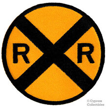 RAILROAD XING PATCH embroidered iron-on ROAD SIGN TRAIN RR CROSSING Railway NEW picture
