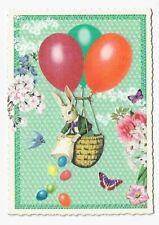 Postcard Glitter Tausendschoen Easter Rabbit Balloon Ride Postcrossing picture