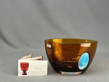 Waterford Evolution Crystal Amber Glass w/Turquoise Dot Bowl Vase, 8