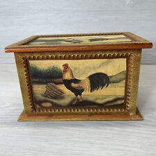 Vintage Farmhouse Rooster Wooden Hinged Trinket Box 9
