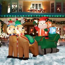 VIVOHOME 6.9ft Long Christmas Inflatable LED Lighted Santa on Gray Sleigh with R picture