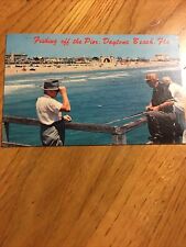 Postcard Vintage Daytona Beach Florida Worlds Most Famous Beach Fishing Pier  #6 picture