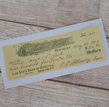 Antique Cancelled Check 1927 State Bank of Brocton NY School Fund Hoyt L Peck picture