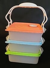 Tupperware Crystal Wave  Lunch Box Containers With Carry All Handle Three Colors picture