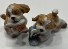 2 Vintage HOMCO Puppies with Shoe Porcelain Figurine #1405 picture
