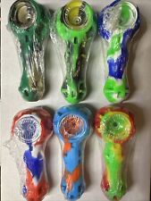 2ct Brand New 4”  Silicone Tobacco Smoking Pipes - 2 Diff Designs  - Wholesale picture