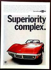 Red Chevy Corvette Convertible Original 1968 Vintage Print Ad picture