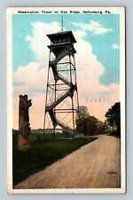 Gettysburg PA-Pennsylvania Observation Tower On Oak Ridge c1928 Vintage Postcard picture
