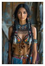GORGEOUS YOUNG NATIVE AMERICAN LADY 4X6 FANTASY PHOTO picture