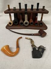 Collection 10 Vintage Smoking Pipes & Display Stand picture