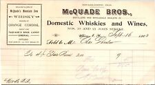 McQuade Bros Utica NY 1903 Billhead McQuade's Mountain Dew Whisky Wines picture